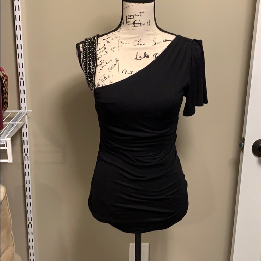 Bebe Black One Shoulder Top-size XS - Picture 1 of 9